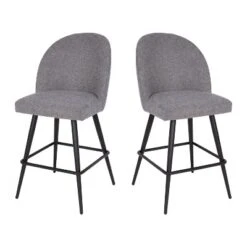 Emma And Oliver Modern Upholstered Dining Stools With Contoured Backs & Powder Coated Steel Legs With Floor Glides - Set Of 2 7 Emma And Oliver Modern Upholstered Dining Stools With Contoured Backs & Powder Coated Steel Legs With Floor Glides - Set Of 2 -Emma And Oliver GUEST c69df626 5b2d 4f95 90c3 a653e57e00dc