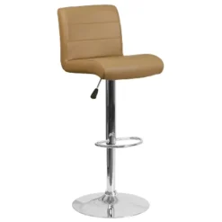 Emma And Oliver Swivel Rolled Seat Adjustable Height Barstool With Chrome Base -Emma And Oliver GUEST c77350d9 f9bc 4bd2 ab11 9b2f51b10c15