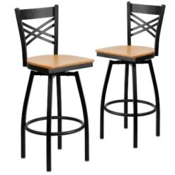 Emma And Oliver 2 Pack "X" Back Swivel Metal Barstool -Emma And Oliver GUEST c77504c8 6bac 4742 a38c 6d4ffeea8318