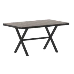 Emma And Oliver 59" X 35.5" Outdoor X-Frame Dining Table With Faux Teak Poly Slat Top And Metal Frame -Emma And Oliver GUEST c779b3ce 1838 48e5 bc78 9aff9c517b29