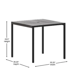 Emma And Oliver Square All-Weather Faux Teak Patio Dining Table With Steel Frame - Seats 4 -Emma And Oliver GUEST c7863904 ed75 4278 9923 f2e7975e3887