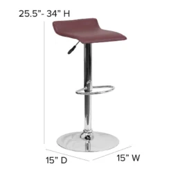 Emma And Oliver Solid Wave Seat Vinyl Adjustable Height Barstool With Chrome Base -Emma And Oliver GUEST c78b0727 3e0b 4054 9d19 c918ae3fd0bc
