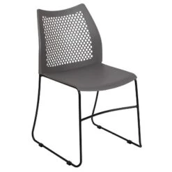 Emma And Oliver Home And Office Sled Base Stack Chair With Air-Vent Back - Guest Chair -Emma And Oliver GUEST c794d53b cc1a 4e64 8ddd f0f5ae3641b8