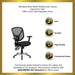 Emma And Oliver Mid-Back Black Mesh Multifunction Swivel Ergonomic Task Office Chair - Arms 19 Emma And Oliver Mid-Back Black Mesh Multifunction Swivel Ergonomic Task Office Chair - Arms -Emma And Oliver GUEST c81e8b2f d6c6 4bd6 af1f f97564151ccd