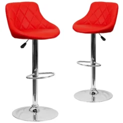 Emma And Oliver 2 Pack Contemporary Vinyl Bucket Seat Adjustable Height Barstool With Diamond Pattern Back And Chrome Base -Emma And Oliver GUEST c839457e ff6e 498b b542 0eeaa6e11cd5
