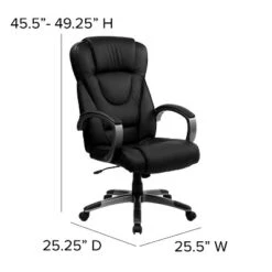 Emma And Oliver High Back Black LeatherSoft Swivel Office Chair Titanium Nylon Base/Loop Arms -Emma And Oliver GUEST c8742de0 1df5 481c adcb b9b1717c1447