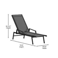 Emma And Oliver Set Of 2 Textilene Adjustable 5 Position Patio Chaise Lounge With Armrests And Metal Frame -Emma And Oliver GUEST c8c1ebdc b523 4e10 8388 9f844e22972d