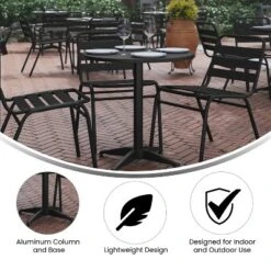 Emma And Oliver 27.5'' Round Aluminum Indoor-Outdoor Table With Base -Emma And Oliver GUEST c912c736 7cdc 45e3 8cd0 9afcaec6599f