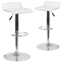 Emma And Oliver 2 Pack Contemporary Vinyl Adjustable Height Barstool With Quilted Wave Seat And Chrome Base -Emma And Oliver GUEST c93f8a12 f393 46cb a5f3 7763e0a9b176