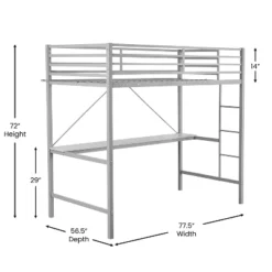 Emma And Oliver Metal Loft Bed Frame With Desk, Protective Guard Rails And Ladder For Kids, Teens And Adults 20 Emma And Oliver Metal Loft Bed Frame With Desk, Protective Guard Rails And Ladder For Kids, Teens And Adults -Emma And Oliver GUEST c9bfb4cd eabe 4f17 ba8c 8ab791e62873