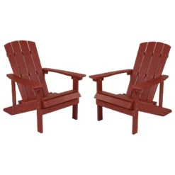 Emma And Oliver 2 Pack Outdoor All-Weather Poly Resin Wood Adirondack Chairs -Emma And Oliver GUEST c9df1387 3e01 43cc a377 dd97475fcdbf