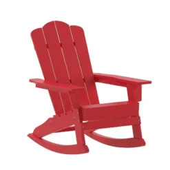 Emma And Oliver Adirondack Rocking Chair With Cup Holder, Weather Resistant HDPE Adirondack Rocking Chair -Emma And Oliver GUEST c9f70143 7e9f 45fd 8b2e 5312d47be737