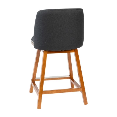 Emma And Oliver Upholstered Mid-Back Stools With Nailhead Accent Trim & Wood Frames 8 Emma And Oliver Upholstered Mid-Back Stools With Nailhead Accent Trim & Wood Frames - Image 8