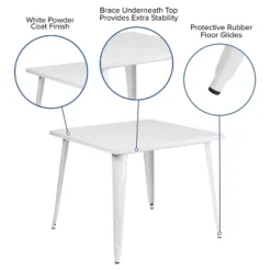 Emma And Oliver Commercial Grade 35.5" Square Colorful Metal Indoor-Outdoor Dining Table -Emma And Oliver GUEST ca142649 35e7 4c6d a812 fbe95d8e31f1