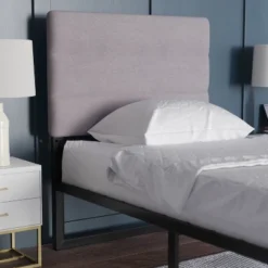 Emma And Oliver Modern Upholstered Headboard With Horizontal Line Stitching And Adjustable Height Rails -Emma And Oliver GUEST caa2bed3 7103 4988 8c14 f48f9540a030