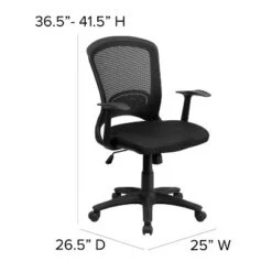 Emma And Oliver Mid-Back Designer Black Mesh Swivel Task Office Chair With Arms -Emma And Oliver GUEST cb051ffa 8753 4d8e 9467 1570650d13dd