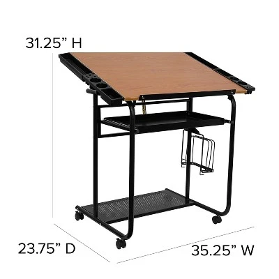 Emma And Oliver Adjustable Drawing And Drafting Table With Dual Wheel Casters 1 Emma And Oliver Adjustable Drawing And Drafting Table With Dual Wheel Casters