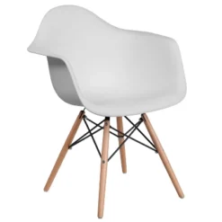 Emma And Oliver Plastic Accent Dining Chair With Arms And Wooden Legs -Emma And Oliver GUEST cbe79c70 5c76 4b66 b02b a8fa6df3e9c9