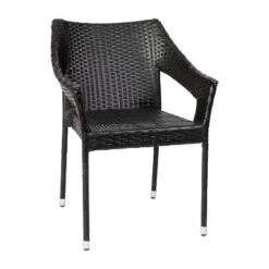 Emma And Oliver All-Weather Indoor/Outdoor Stacking Patio Dining Chair With Steel Frame And Weather Resistant PE Rattan -Emma And Oliver GUEST cbe8cec9 ec63 4926 b54f d7751ecba7b4