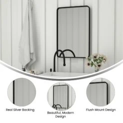 Emma And Oliver 20" X 30" Rectangular Wall Mirror With Black Frame, Silver Backing For Clarity And Shatterproof Glass For Entryways, Bathrooms & More -Emma And Oliver GUEST cbf4e27d f3e2 4c78 a964 40a9e9e3cf75
