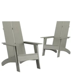 Emma And Oliver Set Of 2 Modern Dual Slat Back Indoor/Outdoor Adirondack Style Chairs -Emma And Oliver GUEST cc12d081 3f66 4b7d ad3a 5e3b4bafc655