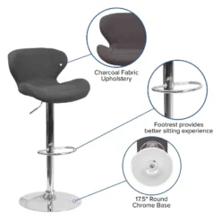 Emma And Oliver 2 Pack Contemporary Vinyl Adjustable Height Barstool With Curved Back And Chrome Base -Emma And Oliver GUEST cc22926c d87a 47b4 876d c20243bded8f