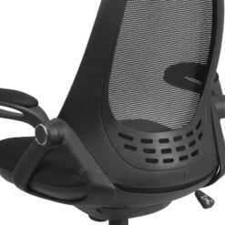 Emma And Oliver High Back Black Mesh Executive Swivel Office Chair With Flip-Up Arms -Emma And Oliver GUEST cc445138 1729 47fe a042 9eaf8be29319