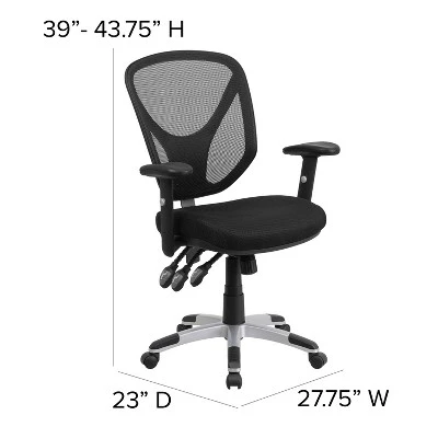 Emma And Oliver Mid-Back Black Mesh Multifunction Swivel Ergonomic Task Office Chair - Arms 3 Emma And Oliver Mid-Back Black Mesh Multifunction Swivel Ergonomic Task Office Chair - Arms - Image 3