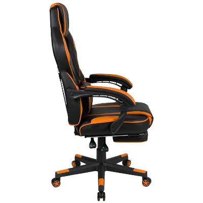 Emma And Oliver Black/Orange Ergonomic Gaming Chair -Recline Back/Arms, Footrest, Massaging Lumbar 2 Emma And Oliver Black/Orange Ergonomic Gaming Chair -Recline Back/Arms, Footrest, Massaging Lumbar - Image 2