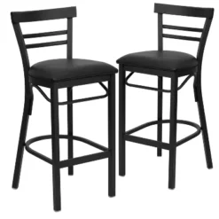 Emma And Oliver 2 Pack Two-Slat Ladder Back Metal Restaurant Barstool -Emma And Oliver GUEST cd0d9b0d 4337 40f0 b463 a247b04cfd81