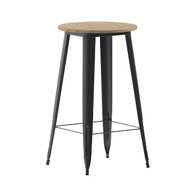 Emma And Oliver Indoor/Outdoor Bar Top Table, 23.75" Round All Weather Poly Resin Top With Steel Base 2 Emma And Oliver Indoor/Outdoor Bar Top Table, 23.75" Round All Weather Poly Resin Top With Steel Base - Image 2