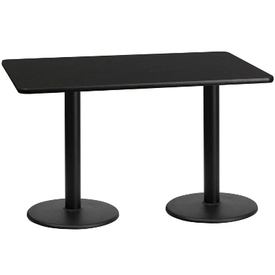 Emma And Oliver 30"x60" Rectangular Laminate Table With 18" Round Table Bases 2 Emma And Oliver 30"x60" Rectangular Laminate Table With 18" Round Table Bases - Image 2