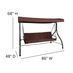 Emma And Oliver 3-Seat Outdoor Steel Converting Patio Swing And Bed Canopy Hammock In Brown -Emma And Oliver GUEST cef839d9 3f3a 41ae a813 910235c0d65b