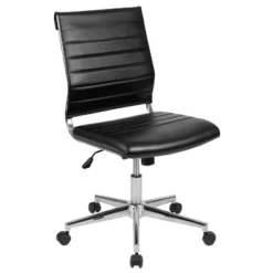 Emma And Oliver Mid-Back Armless LeatherSoft Ribbed Executive Swivel Office Chair 26 Emma And Oliver Mid-Back Armless LeatherSoft Ribbed Executive Swivel Office Chair -Emma And Oliver GUEST cf5fd377 bb19 4652 8d41 6a8590c83487