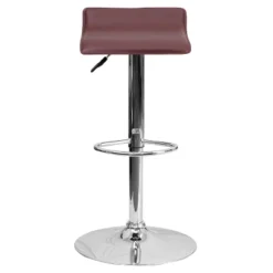 Emma And Oliver Solid Wave Seat Vinyl Adjustable Height Barstool With Chrome Base -Emma And Oliver GUEST cf71fde8 7af9 4825 8ebf 71cc29d53645