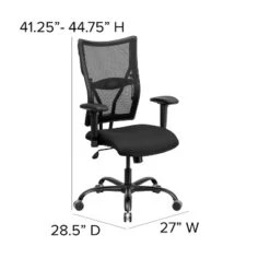 Emma And Oliver 400 Lb. Big & Tall Black Mesh Swivel Ergonomic Office Chair With Adjustable Arms -Emma And Oliver GUEST cfb3ba50 8c5b 441e b708 0ef4f77fd93a