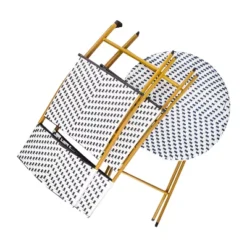 Emma And Oliver Three Piece Folding French Bistro Set In PE Rattan With Metal Frames For Indoor And Outdoor Use -Emma And Oliver GUEST cfb3ff7e 1e1b 440c b1c5 f1ec361496c8