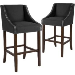 Emma And Oliver 2 Pk. 30" High Transitional Walnut Barstool With Accent Nail Trim 9 Emma And Oliver 2 Pk. 30" High Transitional Walnut Barstool With Accent Nail Trim -Emma And Oliver GUEST d01cffc6 9ad7 419e b468 bbb09f357d90