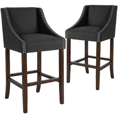 Emma And Oliver 2 Pk. 30" High Transitional Walnut Barstool With Accent Nail Trim 5 Emma And Oliver 2 Pk. 30" High Transitional Walnut Barstool With Accent Nail Trim - Image 5