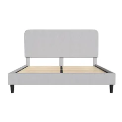 Emma And Oliver Pasithea Upholstered Platform Bed With Curved, Slim Panel Headboard And Wooden Support Slats -Emma And Oliver GUEST d030b796 91b5 4666 8fd1 a945972c0b2e