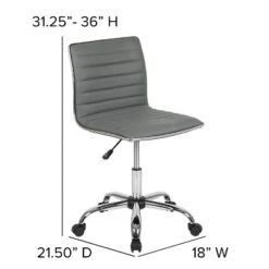 Emma And Oliver Low Back Designer Armless Ribbed Swivel Task Office Chair -Emma And Oliver GUEST d0e699da fac0 4ff7 9690 360cf895b260
