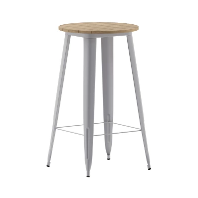 Emma And Oliver Indoor/Outdoor Bar Top Table, 23.75" Round All Weather Poly Resin Top With Steel Base 4 Emma And Oliver Indoor/Outdoor Bar Top Table, 23.75" Round All Weather Poly Resin Top With Steel Base - Image 4