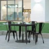 Emma And Oliver Indoor/Outdoor Dining Table With Umbrella Hole, 36" Square All Weather Poly Resin Top And Steel Base