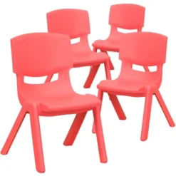 Emma And Oliver 4 Pack Plastic Stackable Pre-K/School Chairs With 10.5"H Seat -Emma And Oliver GUEST d293547e fd56 4c08 9fa7 67ea22241612