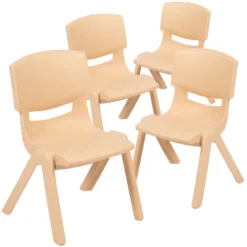 Emma And Oliver 4 Pack Plastic Stackable Pre-K/School Chairs With 10.5"H Seat -Emma And Oliver GUEST d2c01ef5 7e63 4347 9e8b ea63271d896c