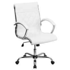 Emma And Oliver Mid-Back Designer Executive Swivel Arm Office Chair With Chrome Base -Emma And Oliver GUEST d2e7d423 954a 41f0 9711 8aeaff333010