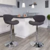 Emma And Oliver 2 Pack Contemporary Vinyl Adjustable Height Barstool With Curved Back And Chrome Base