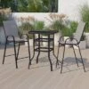 Emma And Oliver 3 Piece Outdoor Bar Height Set-Glass Patio Bar Table-All-Weather Barstools