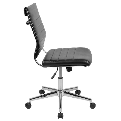 Emma And Oliver Mid-Back Armless LeatherSoft Ribbed Executive Swivel Office Chair 11 Emma And Oliver Mid-Back Armless LeatherSoft Ribbed Executive Swivel Office Chair - Image 11