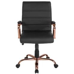 Emma And Oliver Mid-Back Executive Swivel Office Chair With Metal Frame And Arms -Emma And Oliver GUEST d3e833c2 49e8 4898 9d1e 84a2058566aa